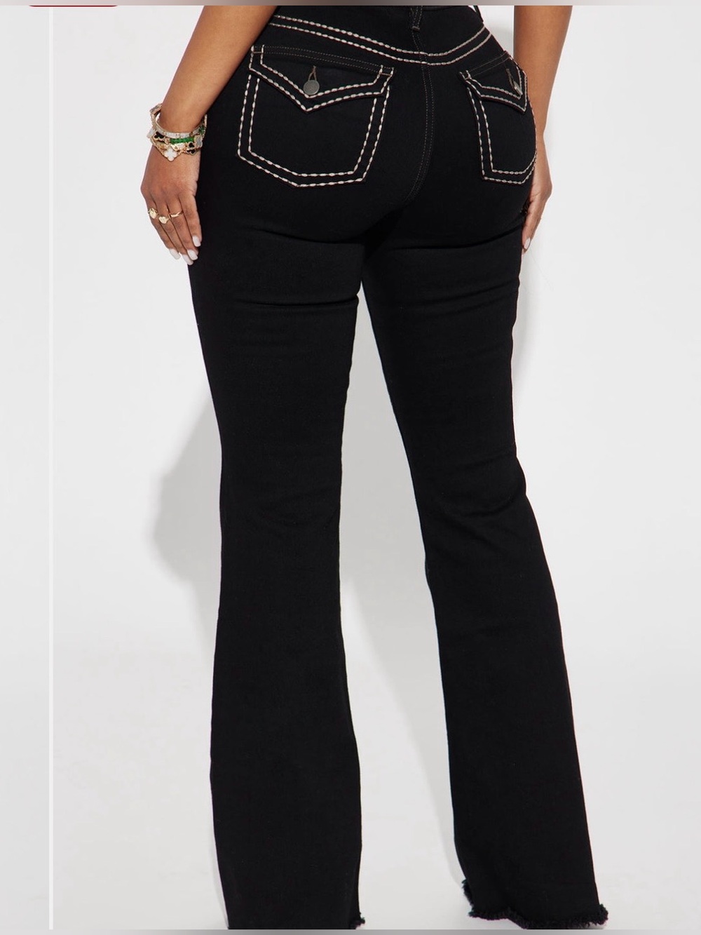 Black Bootcut Jeans with Stitching